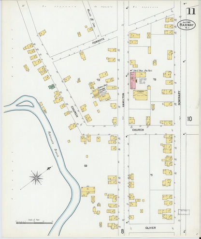 Sanborn Fire Insurance Map from Rahway, Union County, New Jersey (1901), Sheet #0011 - Historic Sanborn Fire Insurance Map Print, vintage old map wall art, antique decor, genealogy gift, New Jersey New Jersey map