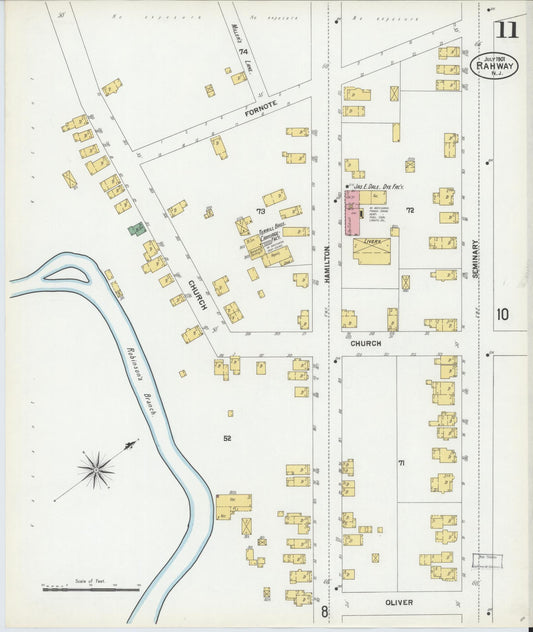 Sanborn Fire Insurance Map from Rahway, Union County, New Jersey (1901), Sheet #0011 - Historic Sanborn Fire Insurance Map Print, vintage old map wall art, antique decor, genealogy gift, New Jersey New Jersey map