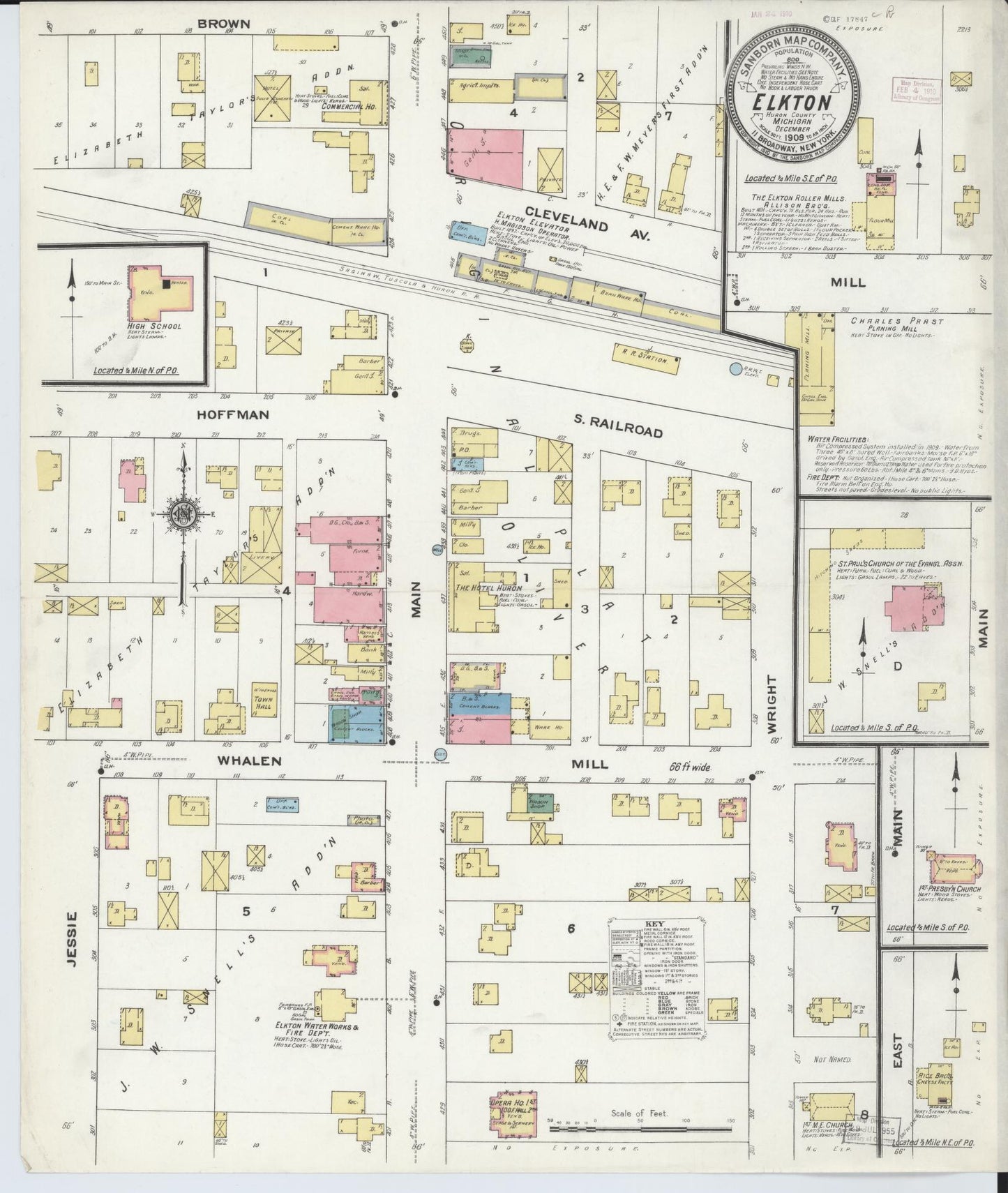 Sanborn Fire Insurance Map from Elkton, Huron County, Michigan (1909), Sheet #0001 - Historic Sanborn Fire Insurance Map Print, vintage old map wall art, antique decor, genealogy gift, Michigan Michigan map