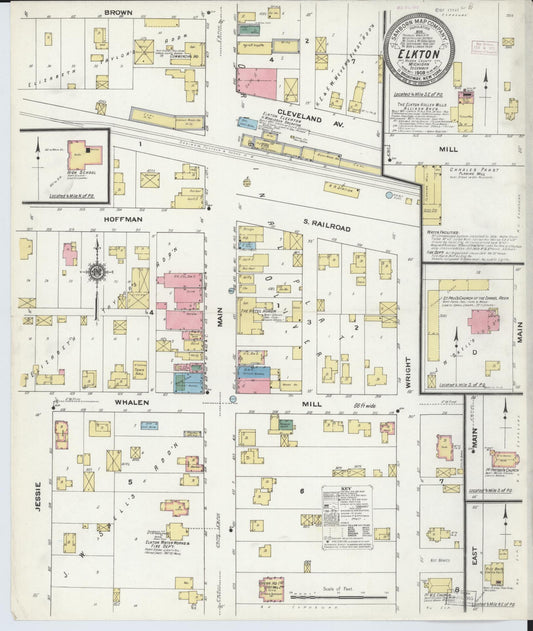Sanborn Fire Insurance Map from Elkton, Huron County, Michigan (1909), Sheet #0001 - Historic Sanborn Fire Insurance Map Print, vintage old map wall art, antique decor, genealogy gift, Michigan Michigan map