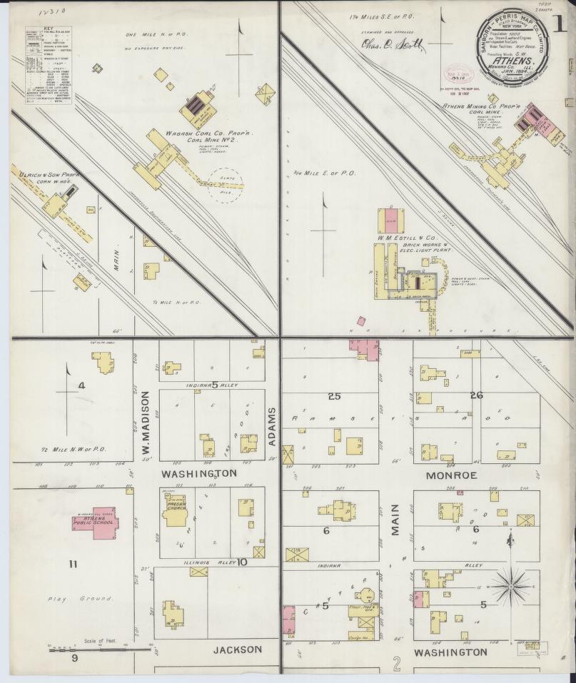 Sanborn Fire Insurance Map from Athens, Menard County, Illinois. (1894) – Map View