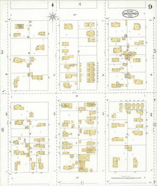 Sanborn Fire Insurance Map from Snohomish, Snohomish County, Washington (1905), Sheet #0009 - Historic Sanborn Fire Insurance Map Print, vintage old map wall art, antique decor, genealogy gift, Washington Washington map