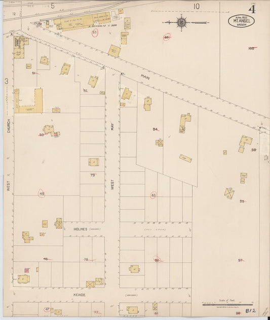 Sanborn Fire Insurance Map from Mount Angel, Marion County, Oregon (1931), Sheet #0004 - Historic Sanborn Fire Insurance Map Print, vintage old map wall art, antique decor, genealogy gift, Oregon Oregon map