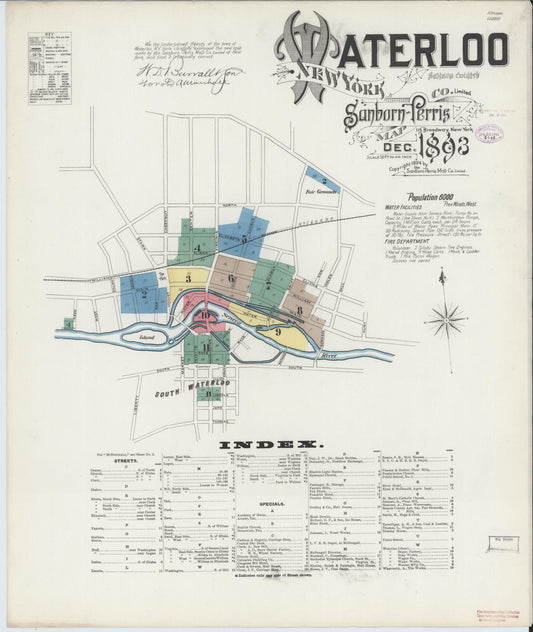 Sanborn Fire Insurance Map from Waterloo, Seneca County, New York (1893), Sheet #0001 - Complete Map Set gallery image, historic Sanborn map, vintage wall art, New York New York