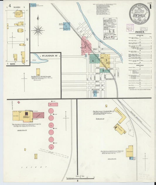 Sanborn Fire Insurance Map from Byesville, Guernsey County, Ohio (1905), Sheet #0001 - Complete Map Set gallery image, historic Sanborn map, vintage wall art, Ohio Ohio