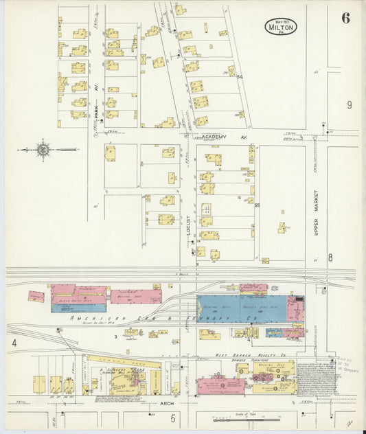 Sanborn Fire Insurance Map from Milton, Northumberland County, Pennsylvania (1913), Sheet #0006 - Historic Sanborn Fire Insurance Map Print, vintage old map wall art, antique decor, genealogy gift, Pennsylvania Pennsylvania map