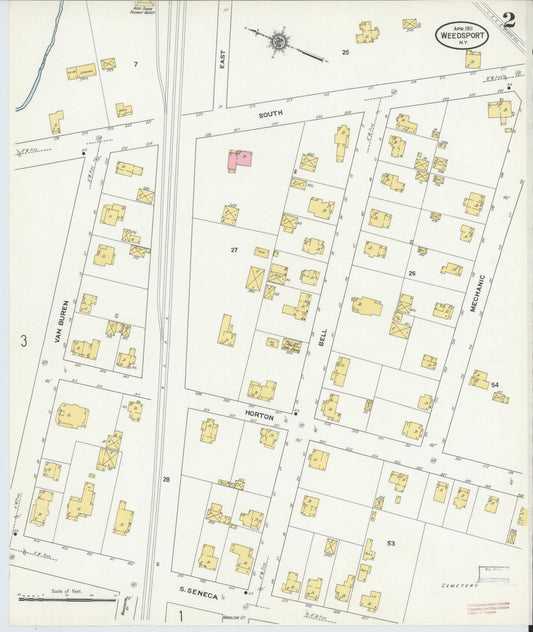 Sanborn Fire Insurance Map from Weedsport, Cayuga County, New York (1911), Sheet #0002 - Historic Sanborn Fire Insurance Map Print, vintage old map wall art, antique decor, genealogy gift, New York New York map