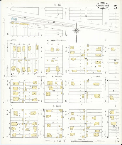 Sanborn Fire Insurance Map from Herington, Dickinson County, Kansas (1912), Sheet #0005 - Complete Map Set gallery image, historic Sanborn map, vintage wall art, Kansas Kansas