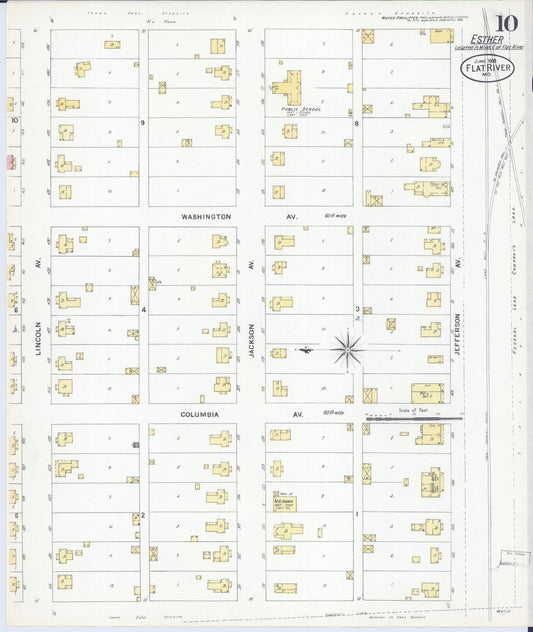 Sanborn Fire Insurance Map from Flat River, Saint Francois County, Missouri (1908), Sheet #0010 - Historic Sanborn Fire Insurance Map Print, vintage old map wall art, antique decor, genealogy gift, Missouri Missouri map