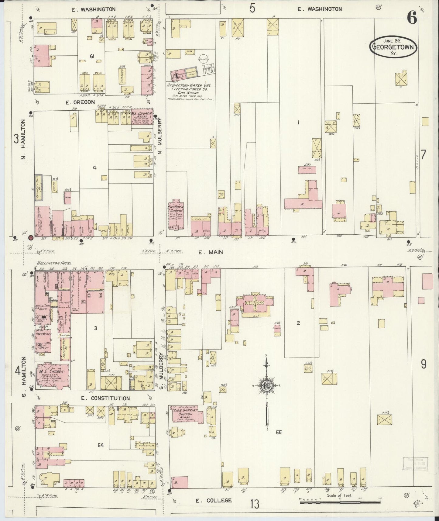 Sanborn Fire Insurance Map from Georgetown, Scott County, Kentucky (1912), Sheet #0006 - Complete Map Set gallery image, historic Sanborn map, vintage wall art, Kentucky Kentucky