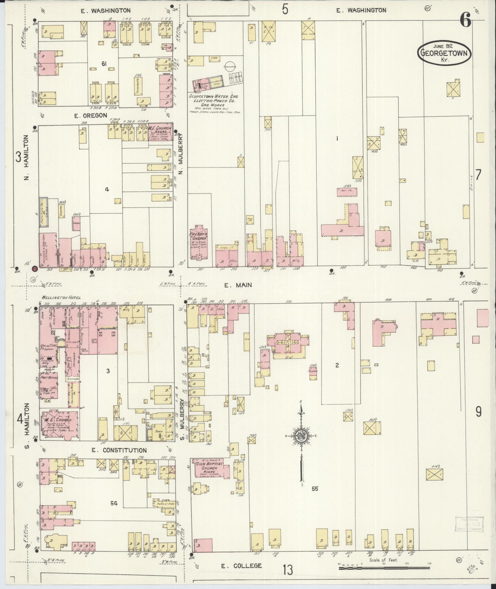 Sanborn Fire Insurance Map from Georgetown, Scott County, Kentucky (1912), Sheet #0006 - Complete Map Set gallery image, historic Sanborn map, vintage wall art, Kentucky Kentucky