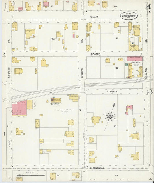 Sanborn Fire Insurance Map from Lincolnton, Lincoln County, North Carolina (1906), Sheet #0004 - Historic Sanborn Fire Insurance Map Print, vintage old map wall art, antique decor, genealogy gift, North Carolina North Carolina map
