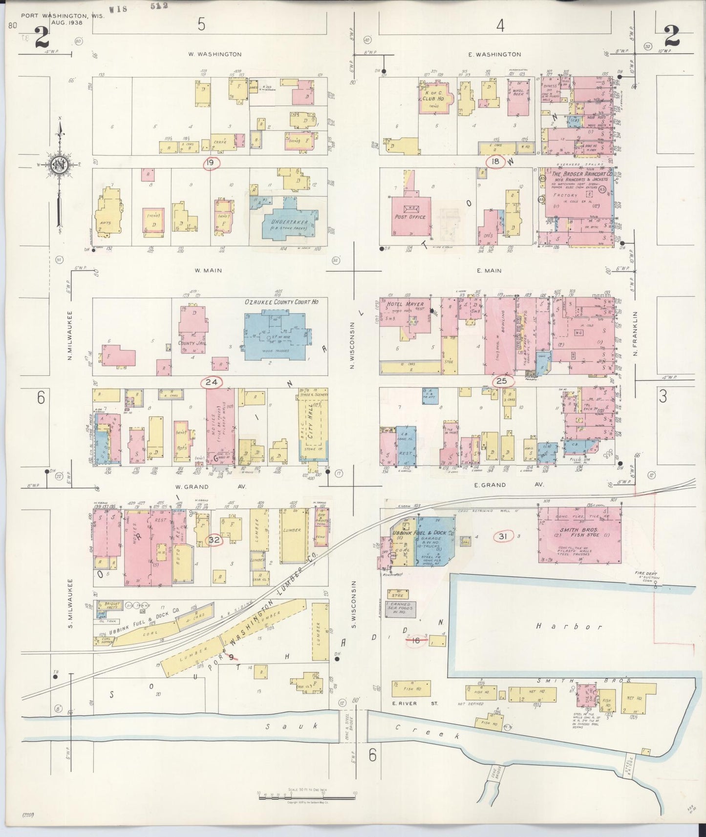 Sanborn Fire Insurance Map from Port Washington, Ozaukee County, Wisconsin (1949), Sheet #0002 - Complete Map Set gallery image, historic Sanborn map, vintage wall art, Wisconsin Wisconsin