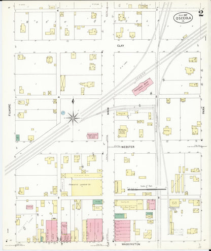 Sanborn Fire Insurance Map from Osceola, Clarke County, Iowa (1907), Sheet #0002 - Historic Sanborn Fire Insurance Map Print