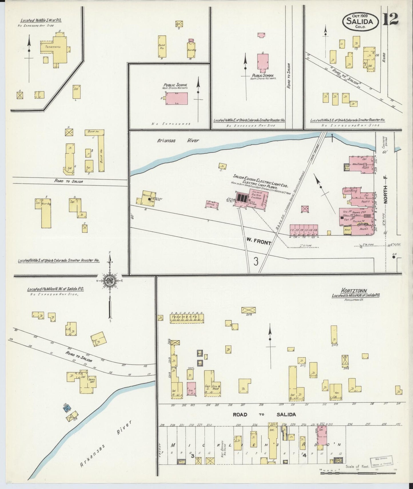 Sanborn Fire Insurance Map from Salida, Chaffee County, Colorado (1909), Sheet #0012 - Complete Map Set gallery image, historic Sanborn map, vintage wall art, Colorado Colorado