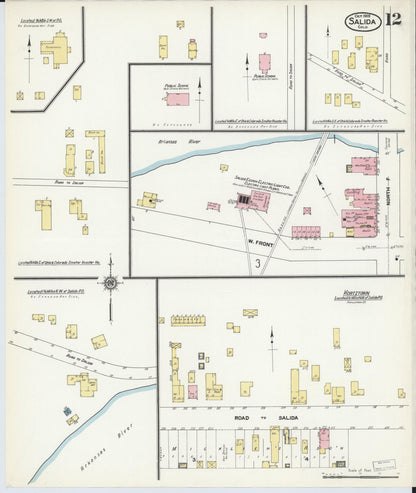 Sanborn Fire Insurance Map from Salida, Chaffee County, Colorado (1909), Sheet #0012 - Complete Map Set gallery image, historic Sanborn map, vintage wall art, Colorado Colorado