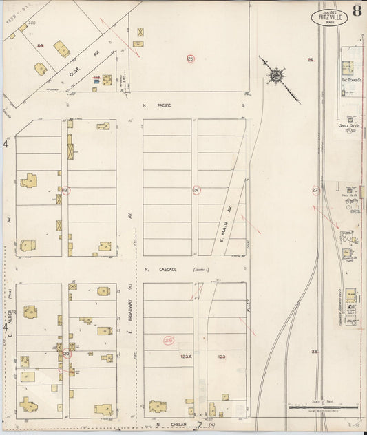 Sanborn Fire Insurance Map from Ritzville, Adams County, Washington (1939), Sheet #0008 - Historic Sanborn Fire Insurance Map Print, vintage old map wall art, antique decor, genealogy gift, Washington Washington map