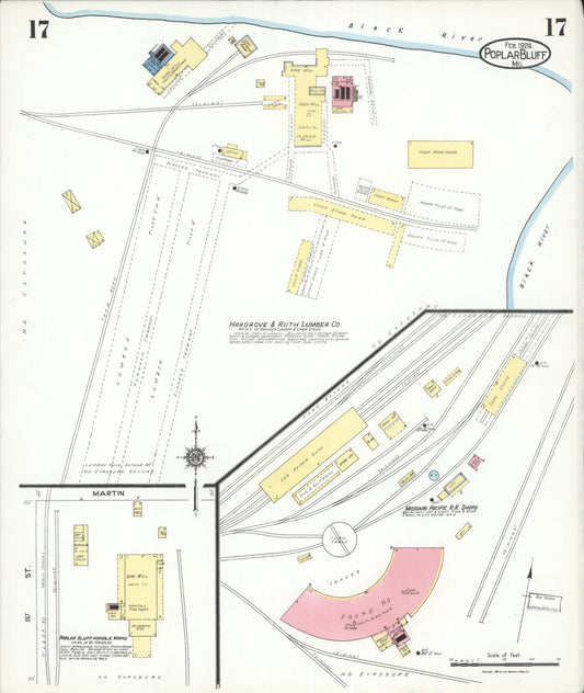 Sanborn Fire Insurance Map from Poplar Bluff, Butler County, Missouri (1924), Sheet #0017 - Historic Sanborn Fire Insurance Map Print, vintage old map wall art, antique decor, genealogy gift, Missouri Missouri map