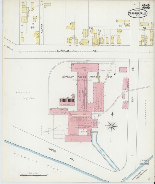 Sanborn Fire Insurance Map from Niagara Falls, Niagara County, New York (1892), Sheet #0022 - Historic Sanborn Fire Insurance Map Print, vintage old map wall art, antique decor, genealogy gift, New York New York map
