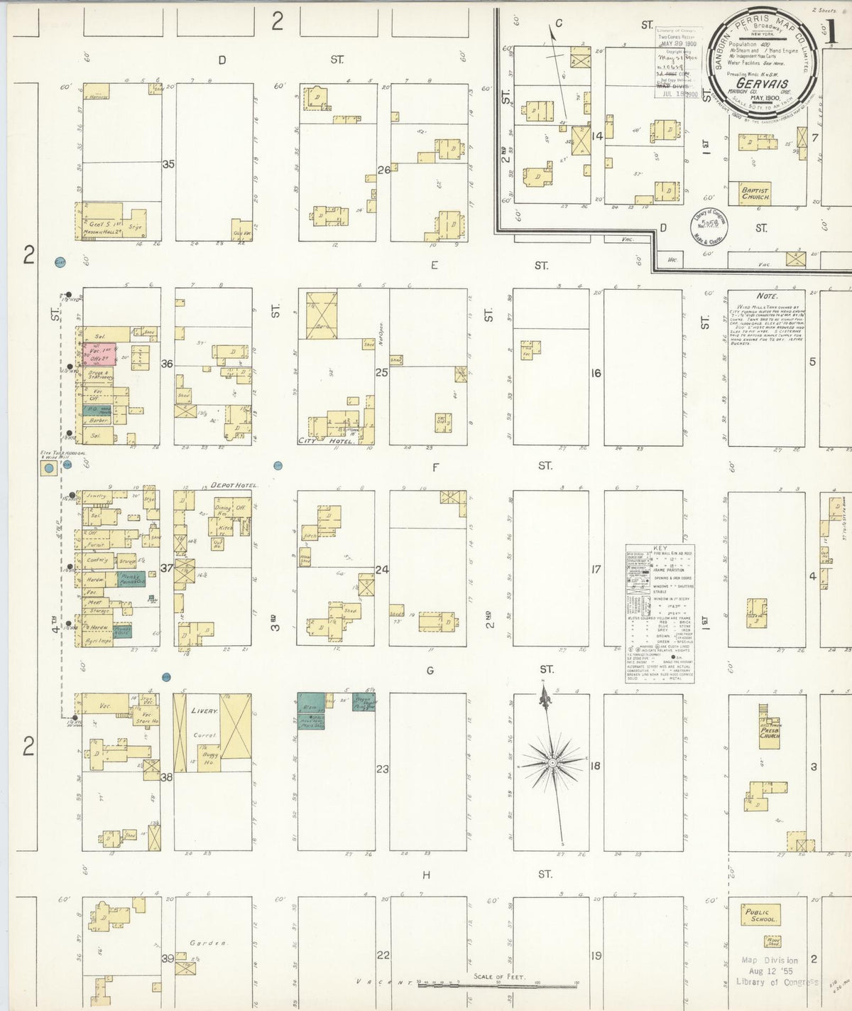 Sanborn Fire Insurance Map from Gervais, Marion County, Oregon (1900), Sheet #0001 - Historic Sanborn Fire Insurance Map Print, vintage old map wall art, antique decor, genealogy gift, Oregon Oregon map
