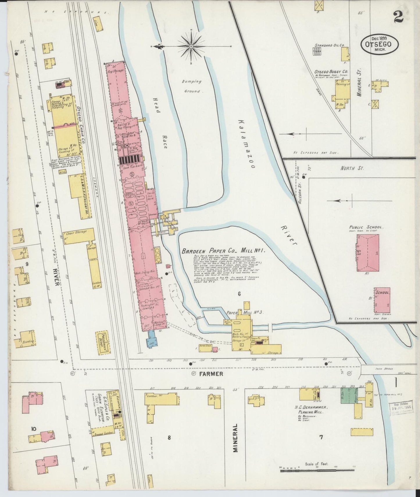 Sanborn Fire Insurance Map from Otsego, Allegan County, Michigan (1899), Sheet #0002 - Complete Map Set gallery image, historic Sanborn map, vintage wall art, Michigan Michigan