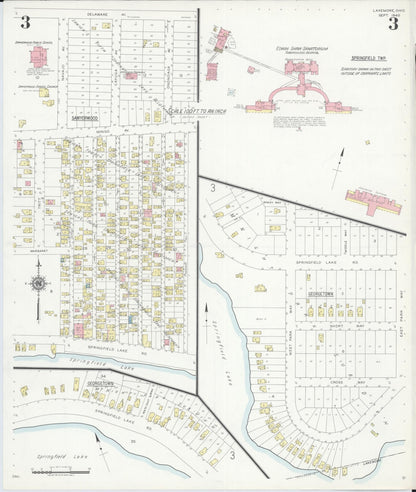 Sanborn Fire Insurance Map from Lakemore, Summit County, Ohio (1940), Sheet #0003 - Historic Sanborn Fire Insurance Map Print, vintage old map wall art, antique decor, genealogy gift, Ohio Ohio map