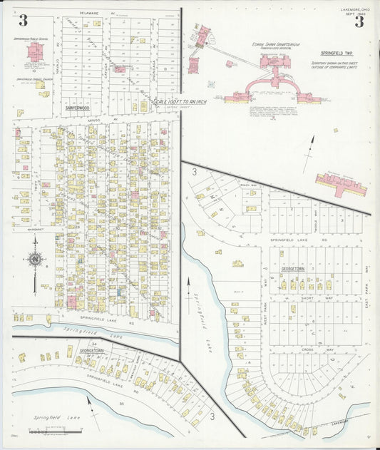 Sanborn Fire Insurance Map from Lakemore, Summit County, Ohio (1940), Sheet #0003 - Historic Sanborn Fire Insurance Map Print, vintage old map wall art, antique decor, genealogy gift, Ohio Ohio map