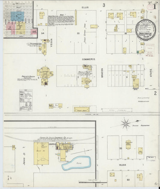 Sanborn Fire Insurance Map from Groesbeck, Limestone County, Texas (1896), Sheet #0001 - Complete Map Set gallery image, historic Sanborn map, vintage wall art, Texas Texas