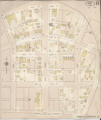 Sanborn Fire Insurance Map from Tracy, San Joaquin County, California (1945), Sheet #0011 - Complete Map Set gallery image, historic Sanborn map, vintage wall art, California California