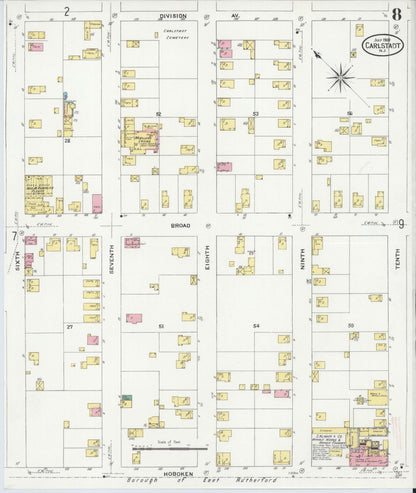 Sanborn Fire Insurance Map from Carlstadt, Bergen County, New Jersey (1909), Sheet #0008 - Complete Map Set gallery image, historic Sanborn map, vintage wall art, New Jersey New Jersey