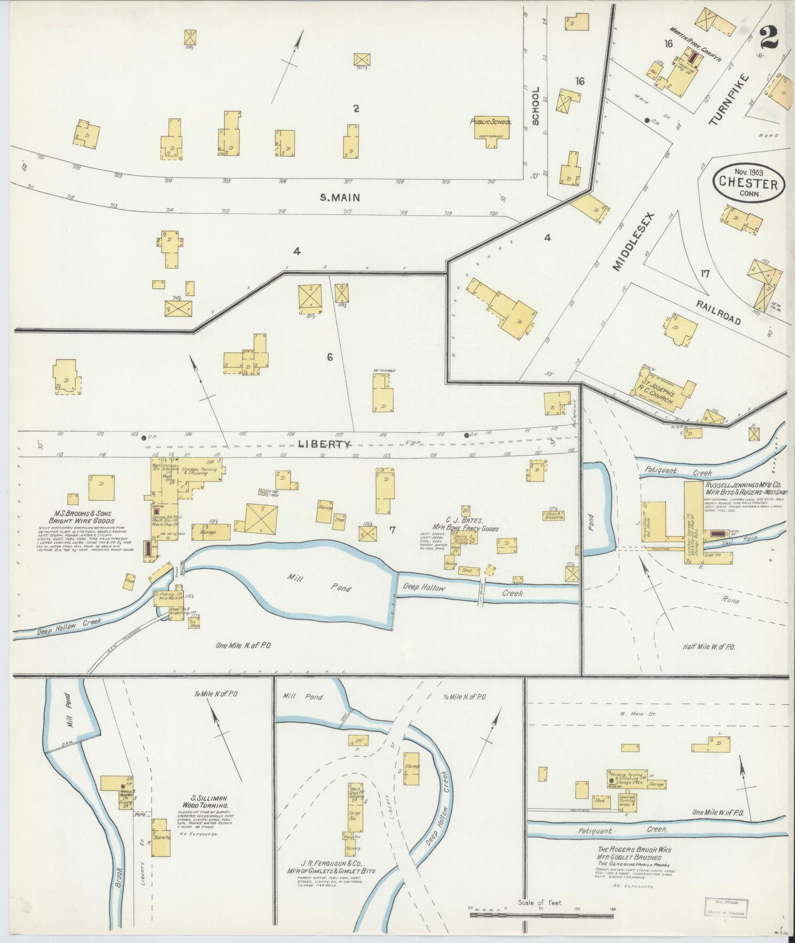 Sanborn Fire Insurance Map from Chester, Middlesex County, Connecticut (1903), Sheet #0002 - Historic Sanborn Fire Insurance Map Print, vintage old map wall art, antique decor, genealogy gift, Connecticut Connecticut map