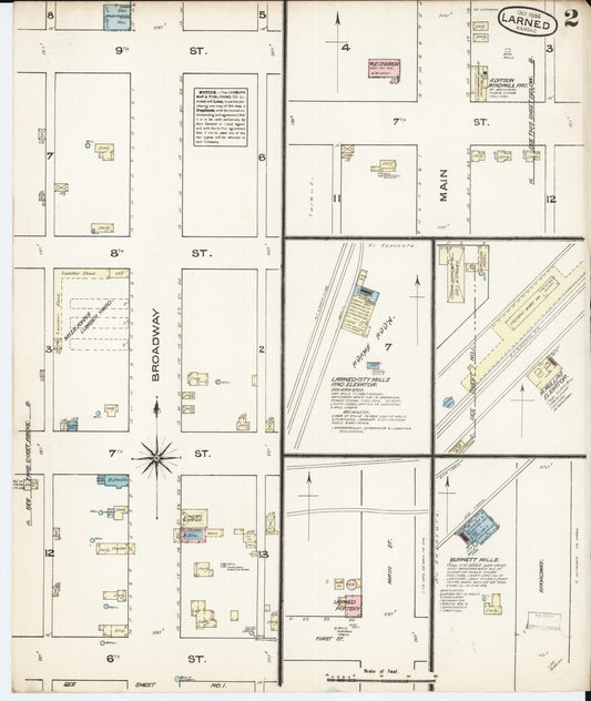 Sanborn Fire Insurance Map from Larned, Pawnee County, Kansas (1884), Sheet #0002 - Historic Sanborn Fire Insurance Map Print, vintage old map wall art, antique decor, genealogy gift, Kansas Kansas map