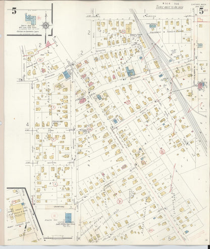 Sanborn Fire Insurance Map from Oxford, Oakland County, Michigan (1945), Sheet #0005 - Complete Map Set gallery image, historic Sanborn map, vintage wall art, Michigan Michigan