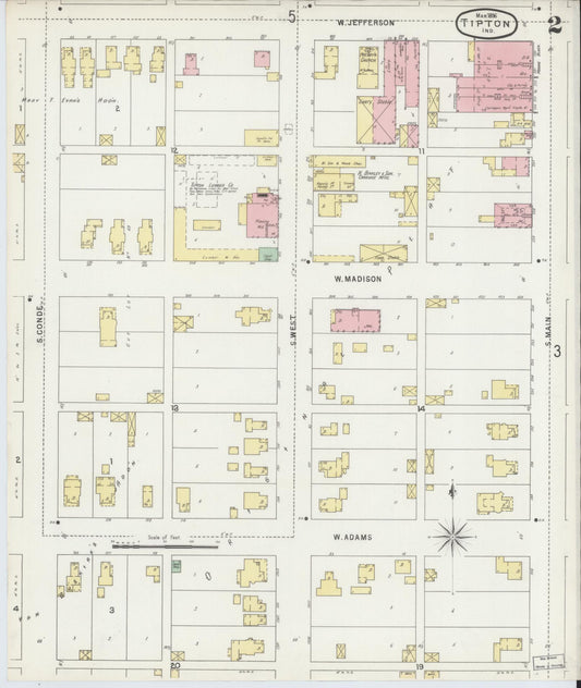Sanborn Fire Insurance Map from Tipton, Tipton County, Indiana (1896), Sheet #0002 - Historic Sanborn Fire Insurance Map Print, vintage old map wall art, antique decor, genealogy gift, Indiana Indiana map