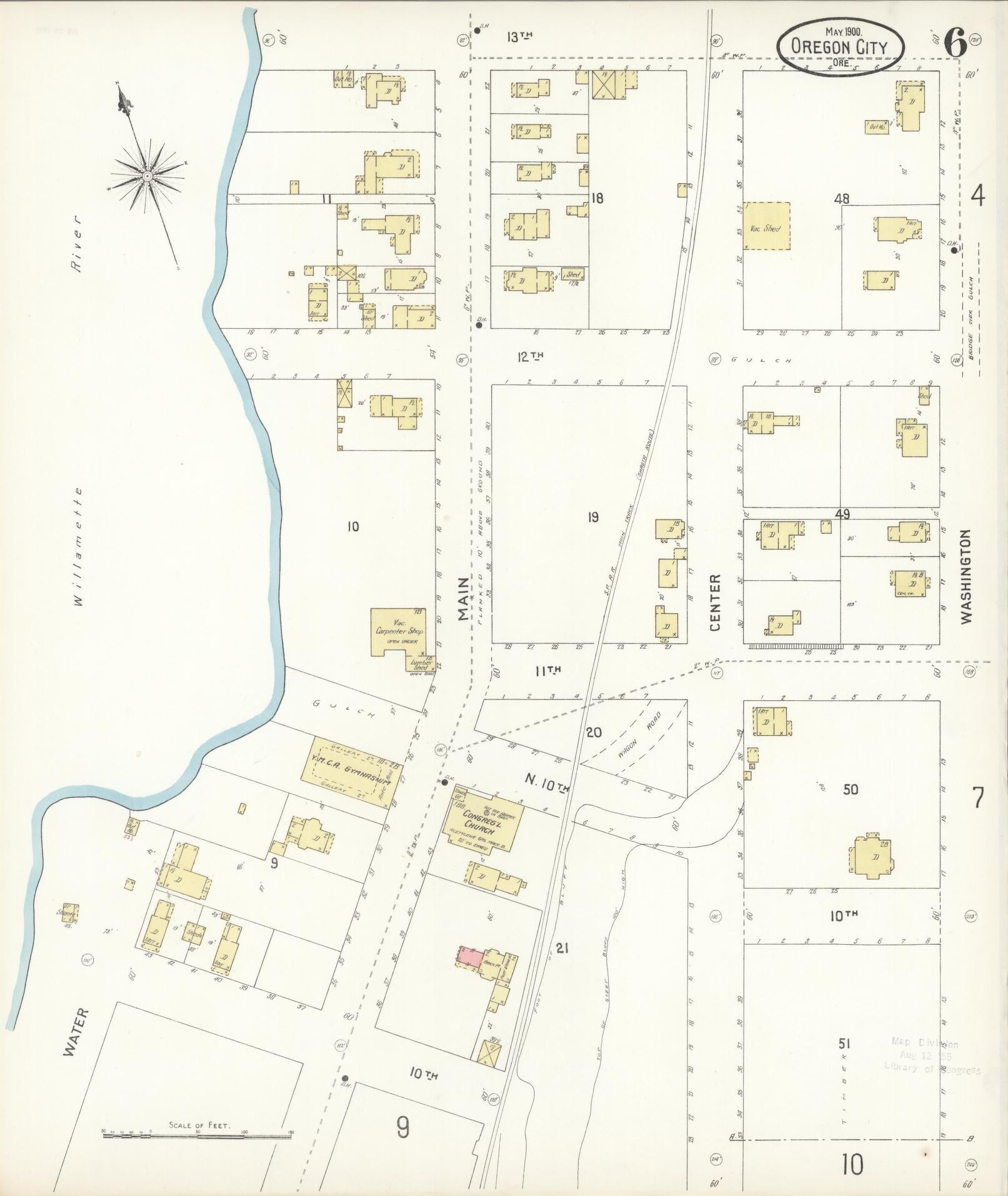 Sanborn Fire Insurance Map from Oregon City, Clackamas County, Oregon (1900), Sheet #0006 - Complete Map Set gallery image, historic Sanborn map, vintage wall art, Oregon Oregon