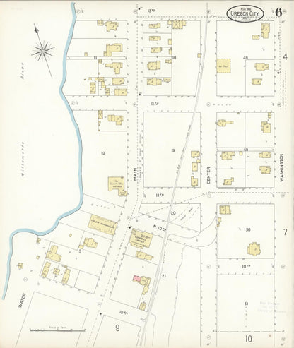 Sanborn Fire Insurance Map from Oregon City, Clackamas County, Oregon (1900), Sheet #0006 - Complete Map Set gallery image, historic Sanborn map, vintage wall art, Oregon Oregon