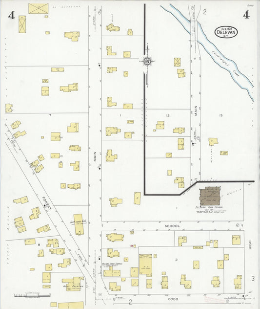 Sanborn Fire Insurance Map from Delevan, Cattaraugus County, New York (1929), Sheet #0004 - Historic Sanborn Fire Insurance Map Print, vintage old map wall art, antique decor, genealogy gift, New York New York map
