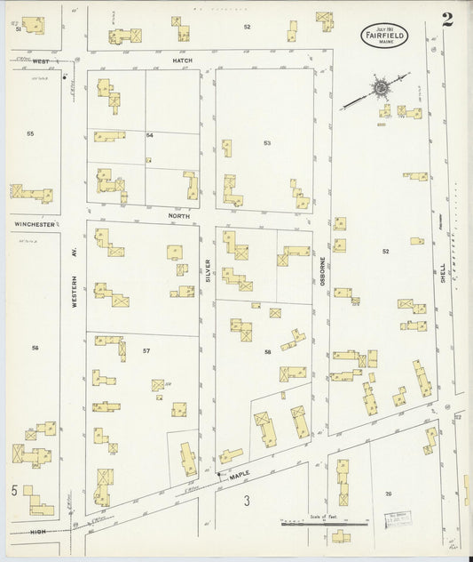Sanborn Fire Insurance Map from Fairfield, Somerset County, Maine (1911), Sheet #0002 - Historic Sanborn Fire Insurance Map Print, vintage old map wall art, antique decor, genealogy gift, Maine Maine map