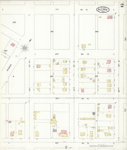 Sanborn Fire Insurance Map from Billings, Yellowstone County, Montana (1903), Sheet #0002 - Historic Sanborn Fire Insurance Map Print, vintage old map wall art, antique decor, genealogy gift, Montana Montana map
