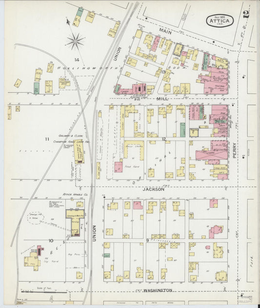 Sanborn Fire Insurance Map from Attica, Fountain County, Indiana (1892), Sheet #0002 - Historic Sanborn Fire Insurance Map Print, vintage old map wall art, antique decor, genealogy gift, Indiana Indiana map