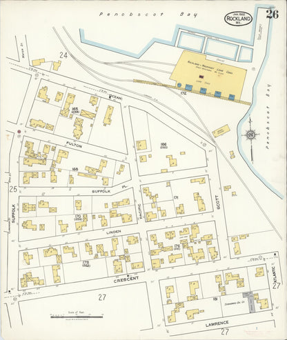 Sanborn Fire Insurance Map from Rockland, Knox County, Maine (1922), Sheet #0026 - Complete Map Set gallery image, historic Sanborn map, vintage wall art, Maine Maine