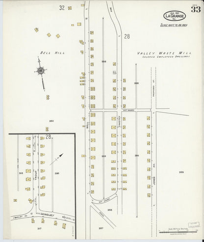 Sanborn Fire Insurance Map from La Grange, Troup County, Georgia (1921), Sheet #0033 - Complete Map Set gallery image, historic Sanborn map, vintage wall art, Georgia Georgia