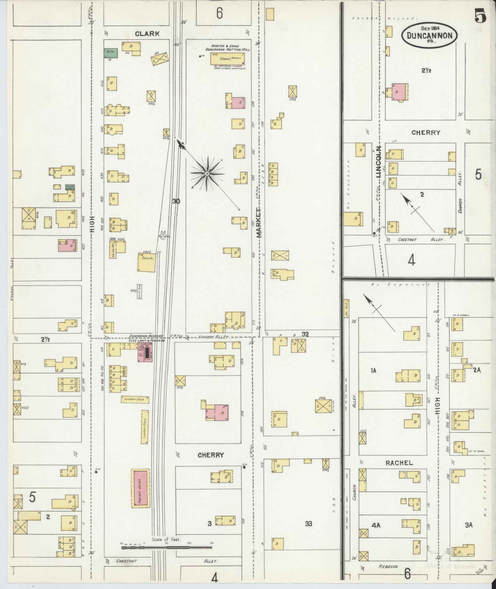 Sanborn Fire Insurance Map from Duncannon, Perry County, Pennsylvania (1904), Sheet #0005 - Historic Sanborn Fire Insurance Map Print, vintage old map wall art, antique decor, genealogy gift, Pennsylvania Pennsylvania map