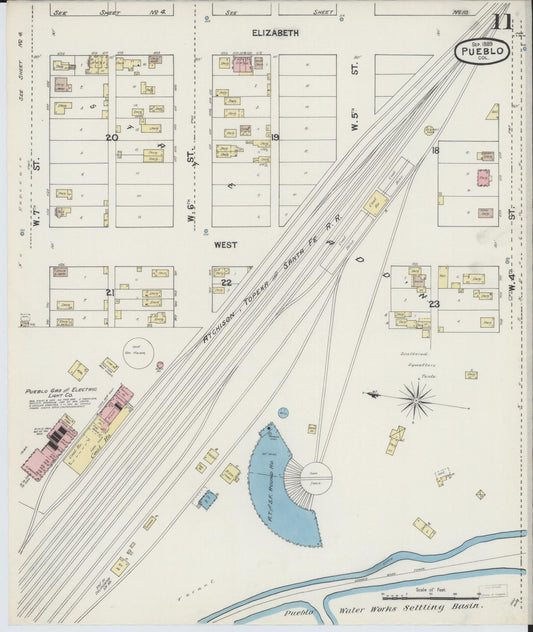 Sanborn Fire Insurance Map from Pueblo, Pueblo County, Colorado (1889), Sheet #0011 - Historic Sanborn Fire Insurance Map Print, vintage old map wall art, antique decor, genealogy gift, Colorado Colorado map
