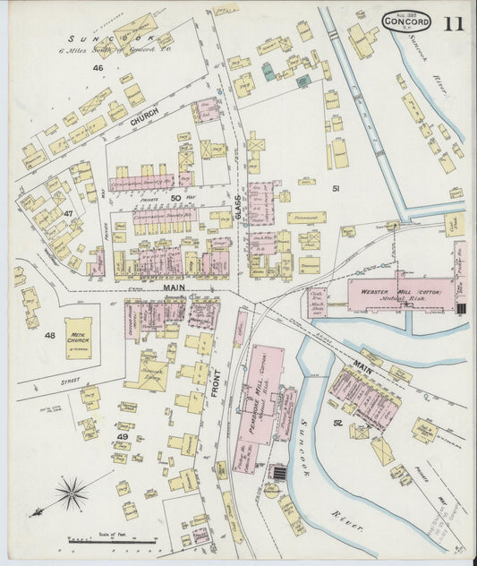 Sanborn Fire Insurance Map from Concord, Merrimack County, New Hampshire (1889), Sheet #0011 - Historic Sanborn Fire Insurance Map Print, vintage old map wall art, antique decor, genealogy gift, New Hampshire New Hampshire map