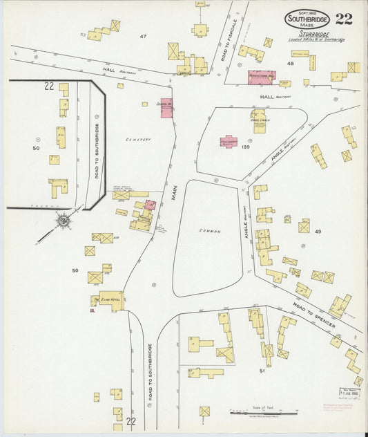 Sanborn Fire Insurance Map from Southbridge, Worcester County, Massachusetts (1918), Sheet #0022 - Historic Sanborn Fire Insurance Map Print, vintage old map wall art, antique decor, genealogy gift, Massachusetts Massachusetts map