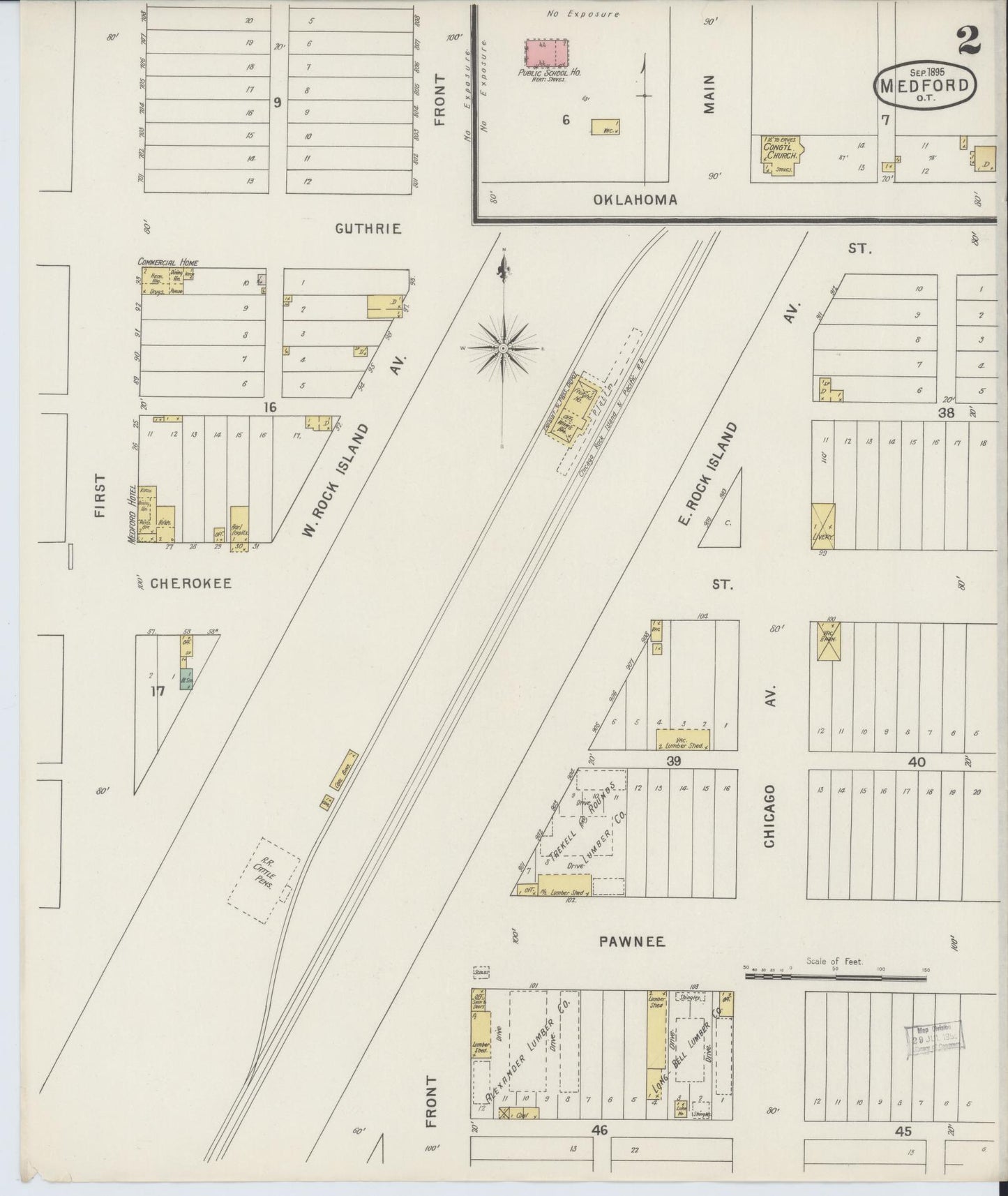 Sanborn Fire Insurance Map from Medford, Grant County, Oklahoma (1895), Sheet #0002 - Complete Map Set gallery image, historic Sanborn map, vintage wall art, Oklahoma Oklahoma