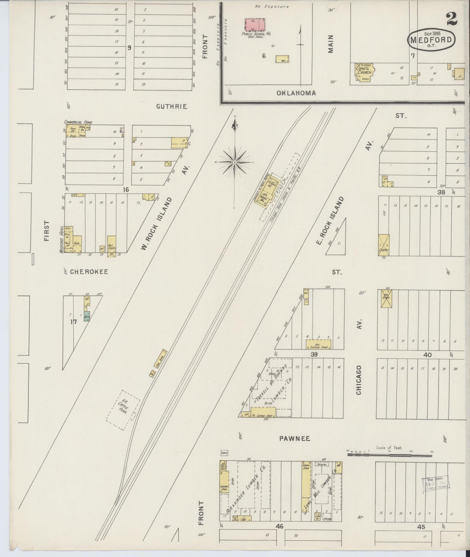 Sanborn Fire Insurance Map from Medford, Grant County, Oklahoma (1895), Sheet #0002 - Complete Map Set gallery image, historic Sanborn map, vintage wall art, Oklahoma Oklahoma