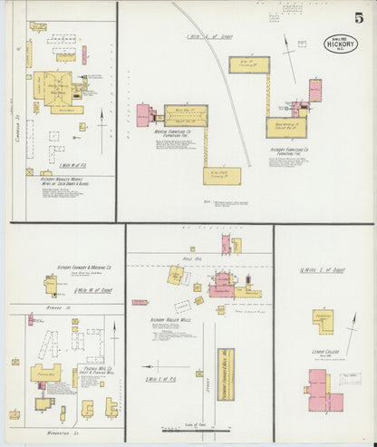 Sanborn Fire Insurance Map from Hickory, Catawba County, North Carolina (1902), Sheet #0005 - Complete Map Set gallery image, historic Sanborn map, vintage wall art, North Carolina North Carolina