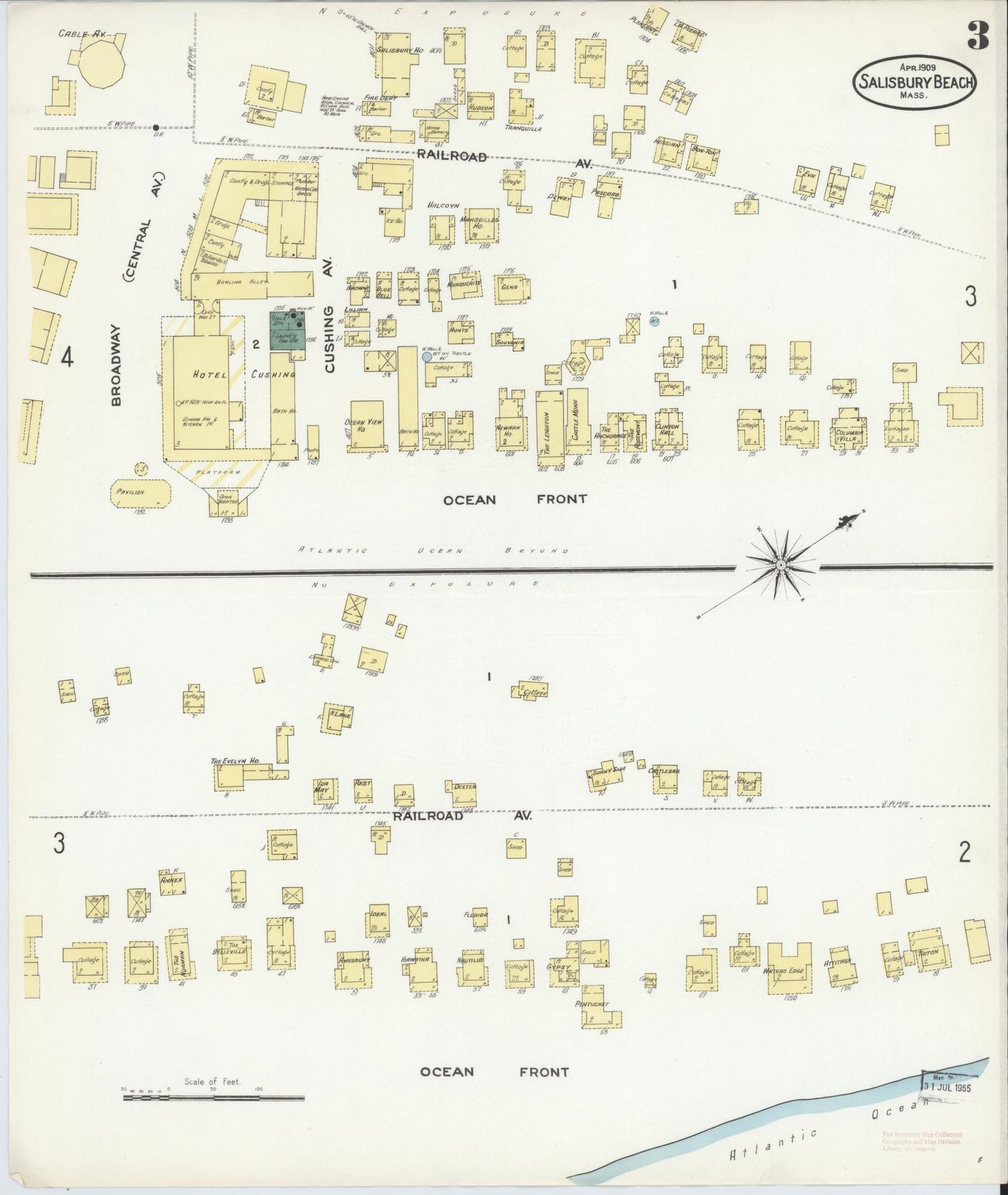Sanborn Fire Insurance Map from Salisbury, Essex County, Massachusetts (1909), Sheet #0003 - Complete Map Set gallery image, historic Sanborn map, vintage wall art, Massachusetts Massachusetts